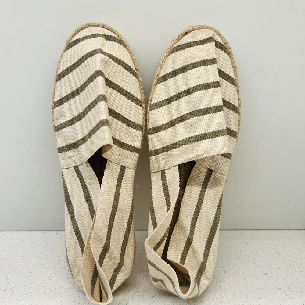 Striped Espadrilles in Cream and Brown